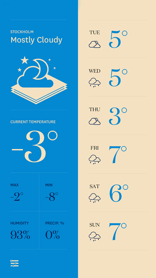 Forecast - Home screen in blue color
